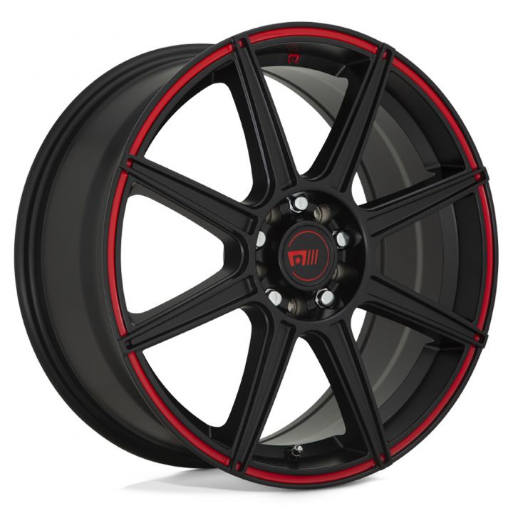 Motegi Racing<br>MR142 CS8 Satin Black Red Stripe (17x7)